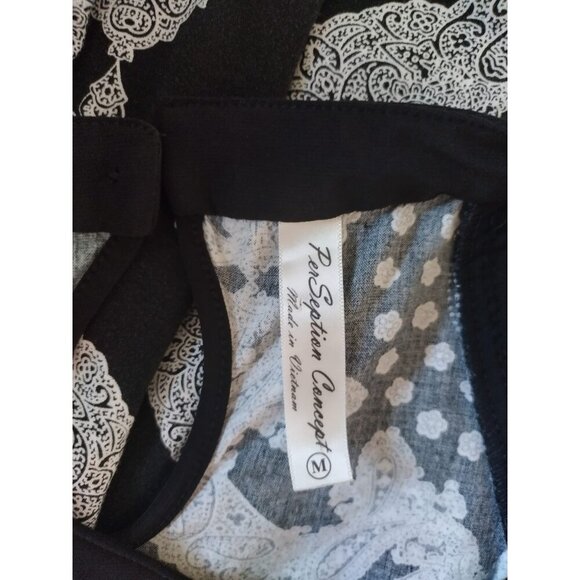 PerSeption Concept Women's Sleeveless Plunge Neck Paisley Dress Size M. - Picture 3 of 7